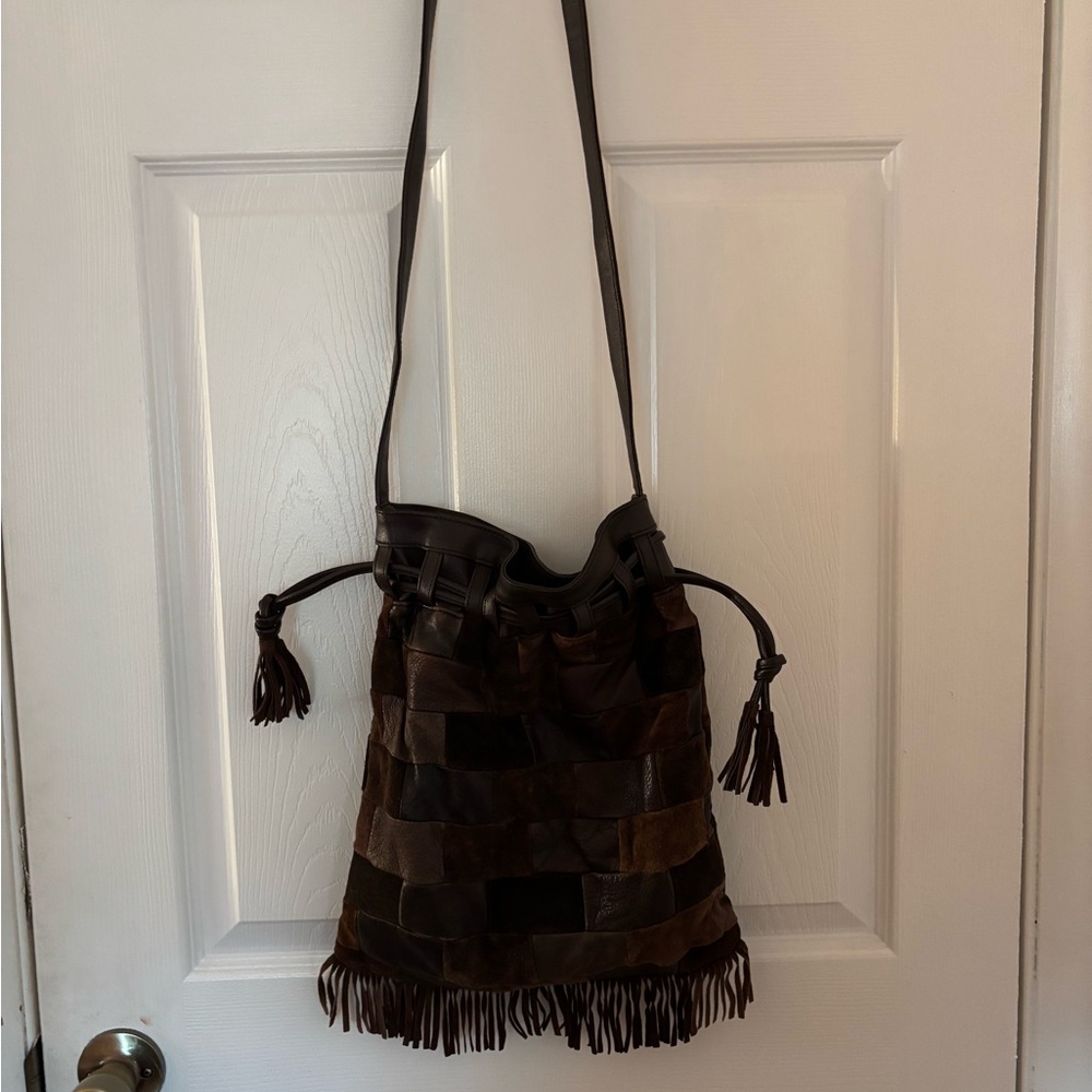 Patchwork Leather Tote Bag - Brown - image 2